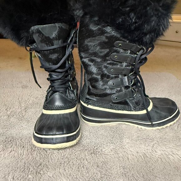 Sorel Joan of Arctic Reserve Black Cowhair Waterproof Winter Boots - Size 7 - Picture 2 of 8